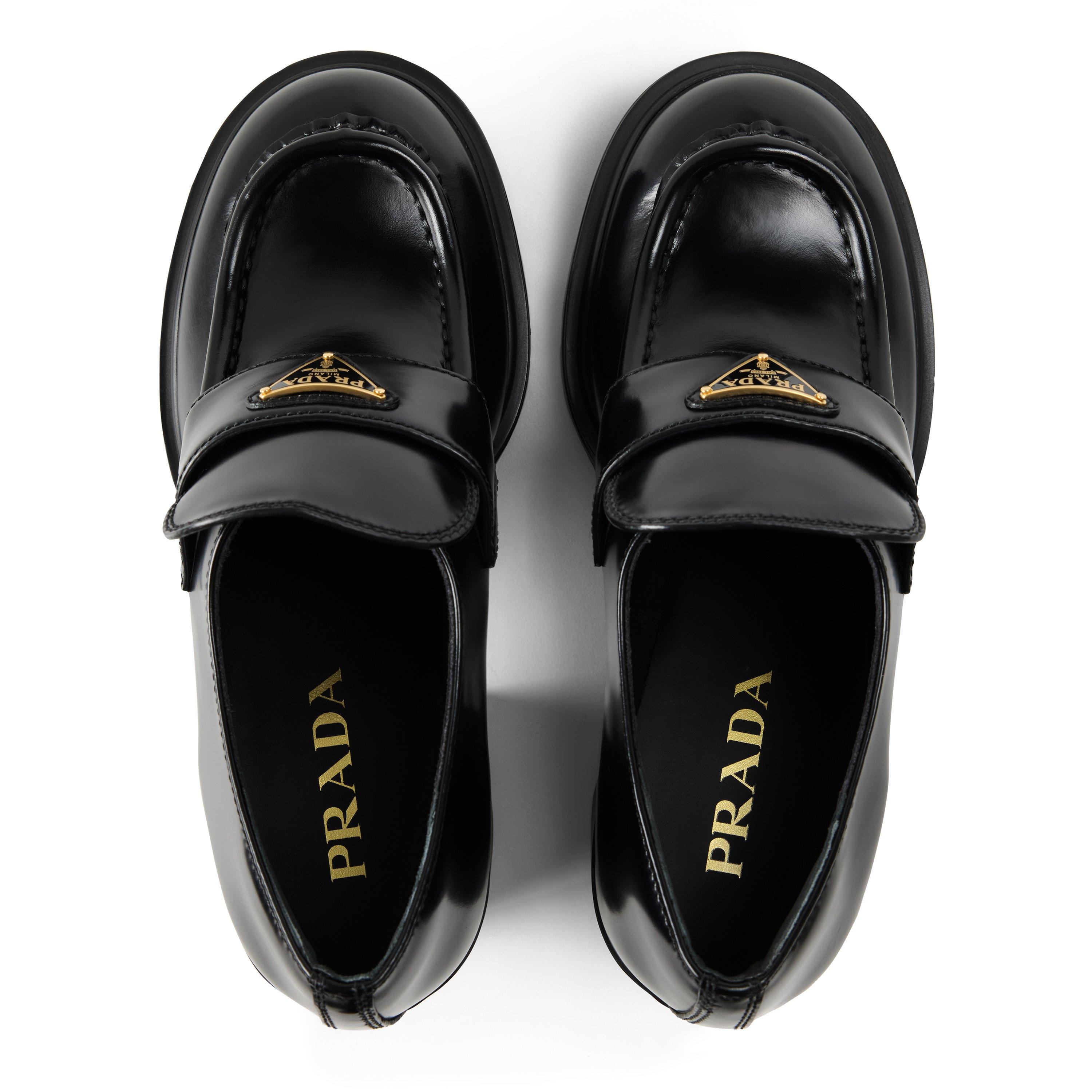 Prada Women's Stride Leather 85mm Heel Loafers
