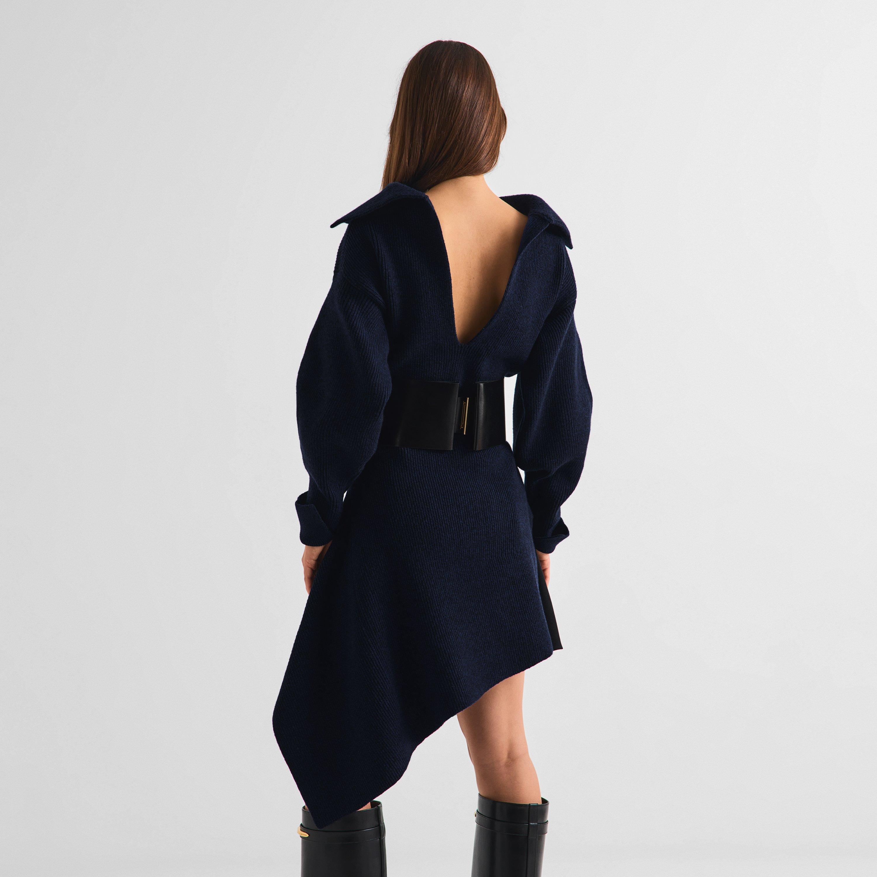 GIVENCHY Women's Slashed Wool Long-Sleeve Mini Dress