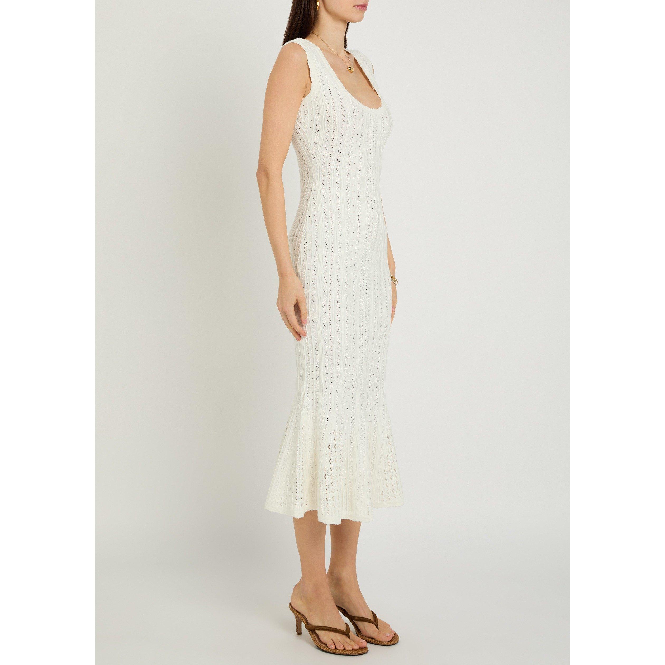 LoveshackFancy Women's Tayleen Square Neck Midi Knitted Dress