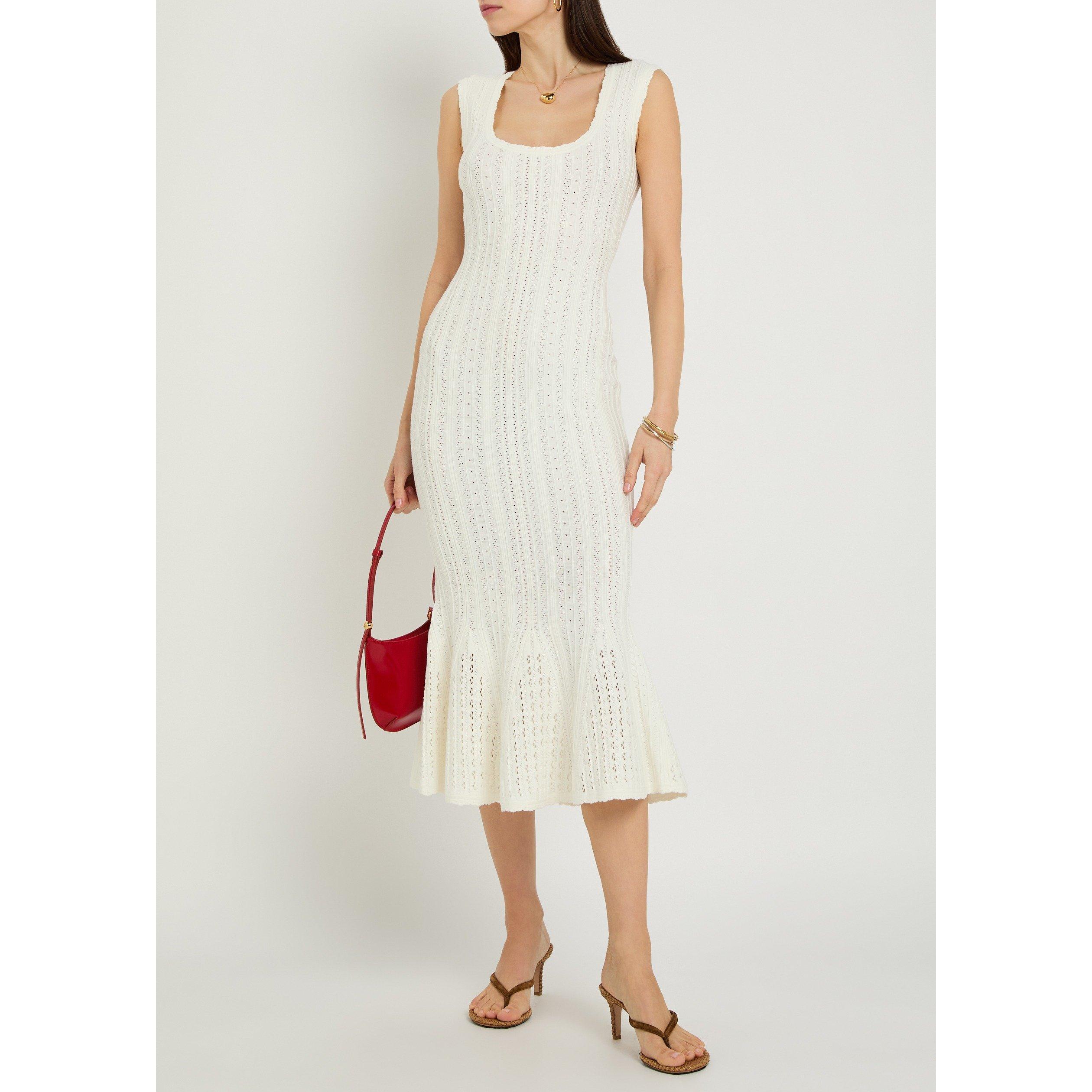 LoveshackFancy Women's Tayleen Square Neck Midi Knitted Dress
