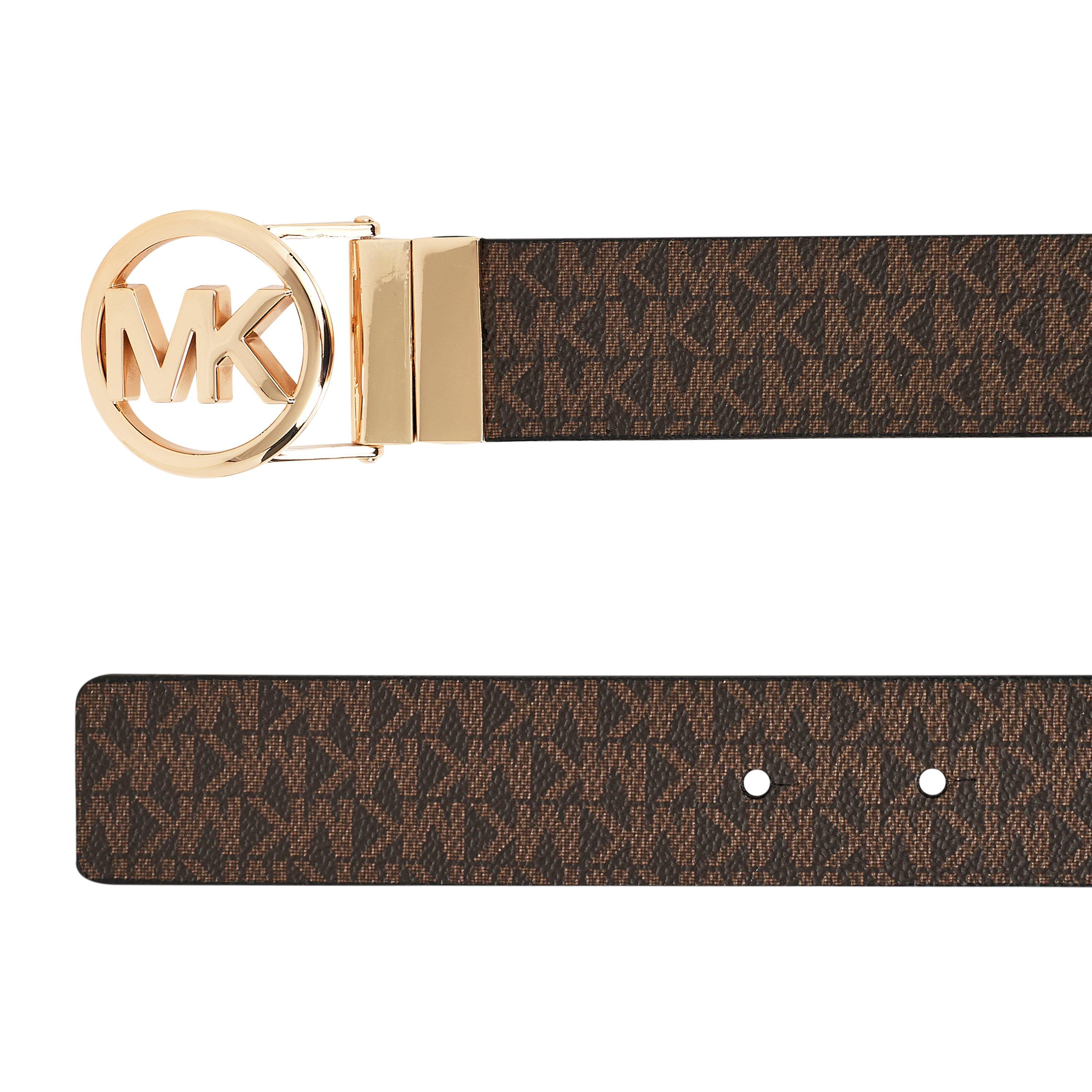 MICHAEL Michael Kors Women's Round Logo Reversible Leather Belt
