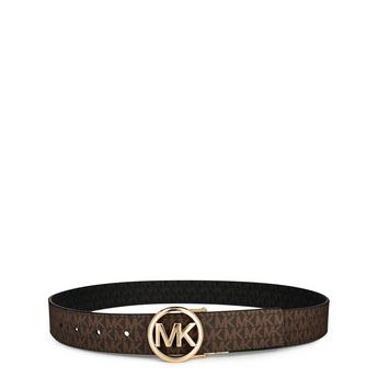 Women's Round Logo Reversible Leather Belt