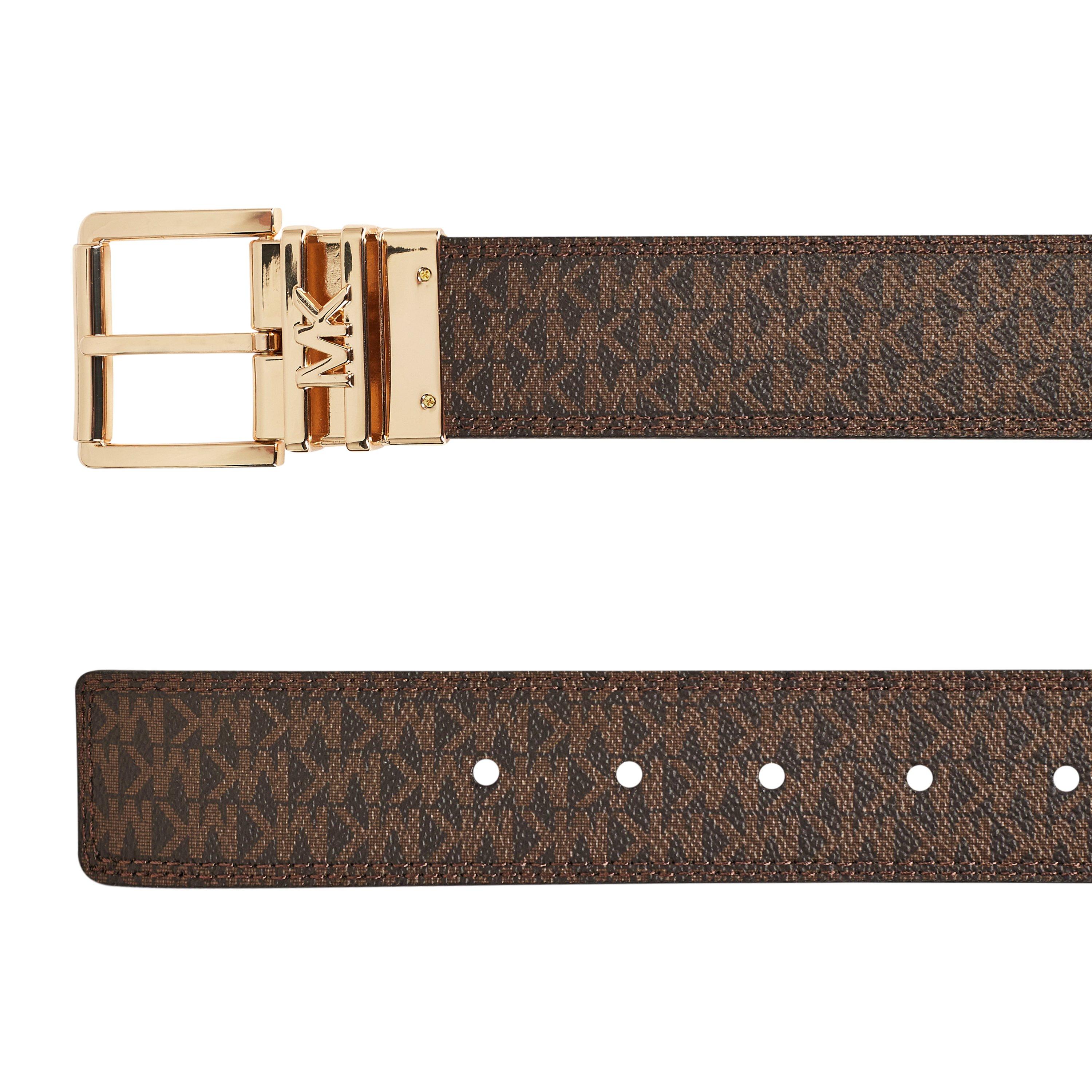 MICHAEL Michael Kors Women's Signature Logo Monogram Leather Belt