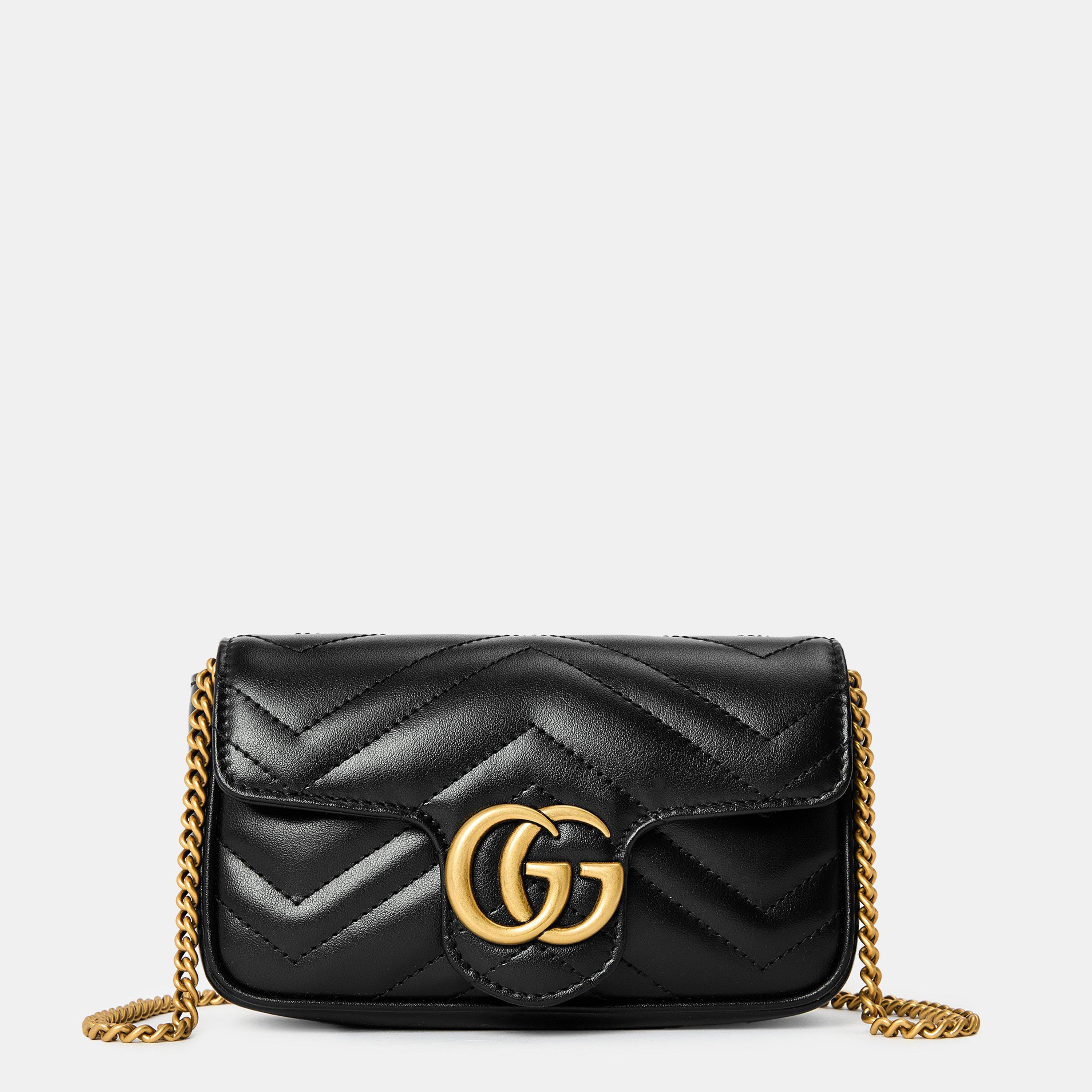 Gucci Women's Chevron Leather GG Marmont Super Mini Bag
