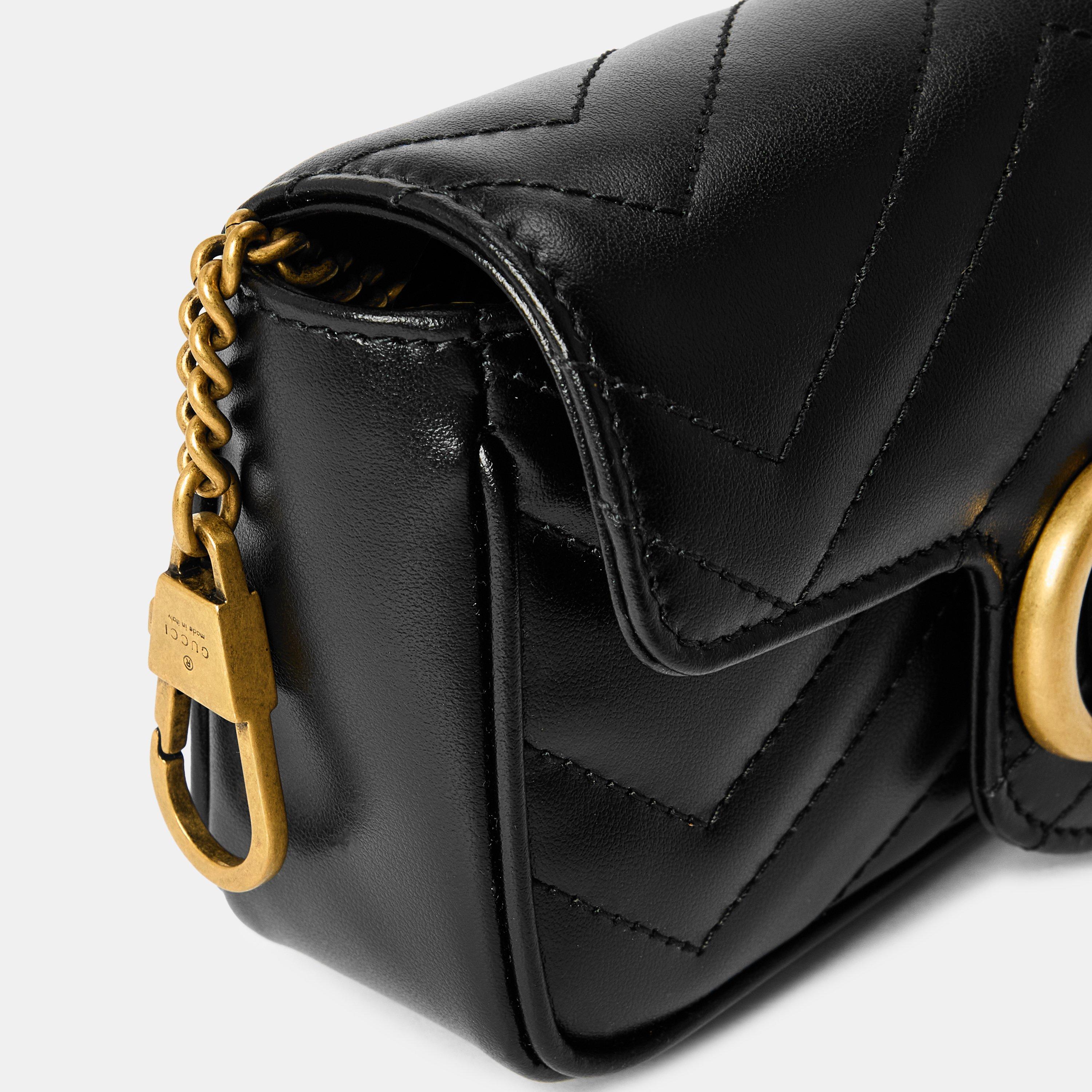 Gucci Women's Chevron Leather GG Marmont Super Mini Bag