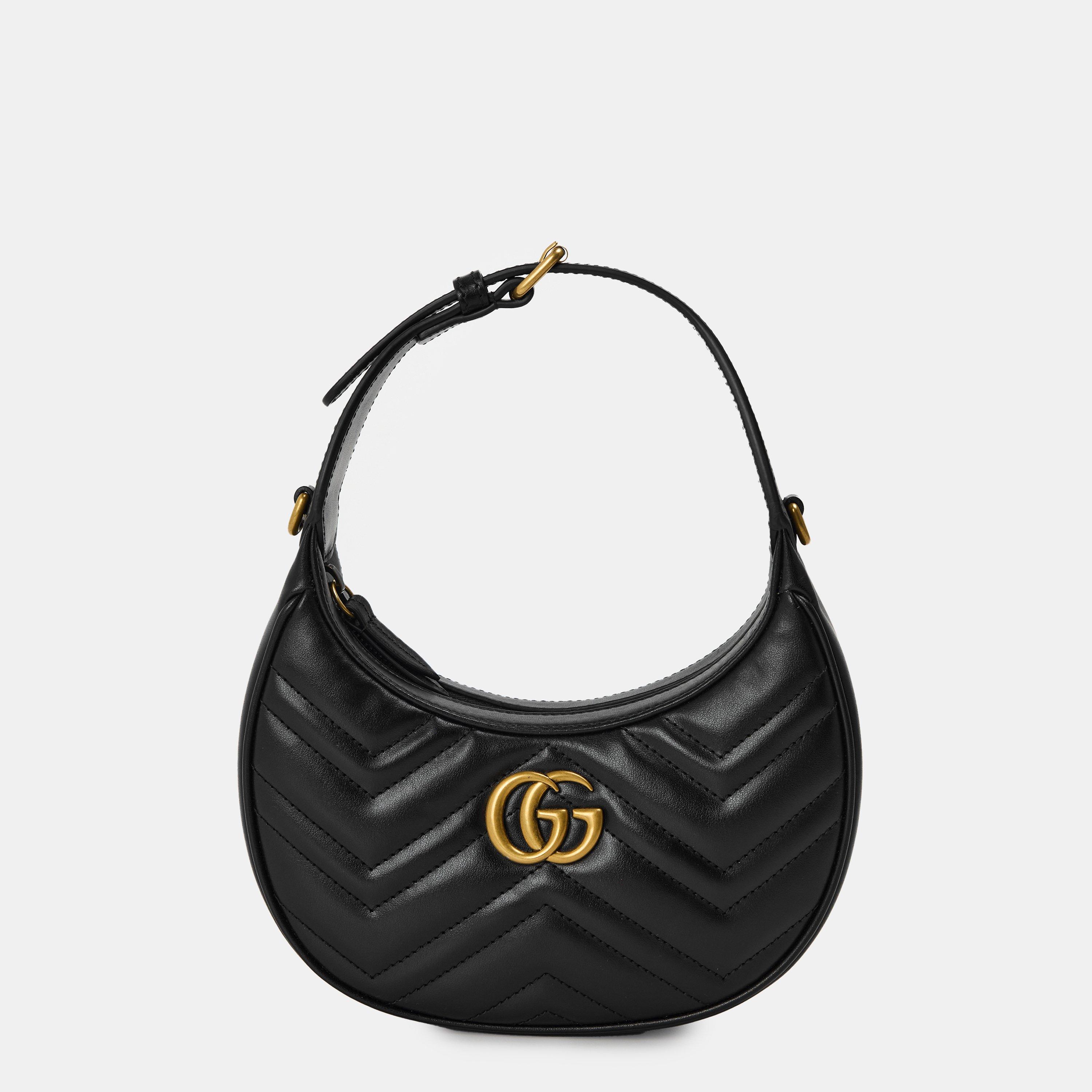 Gucci Women's Chevron Leather GG Marmont Half-Moon Mini Bag