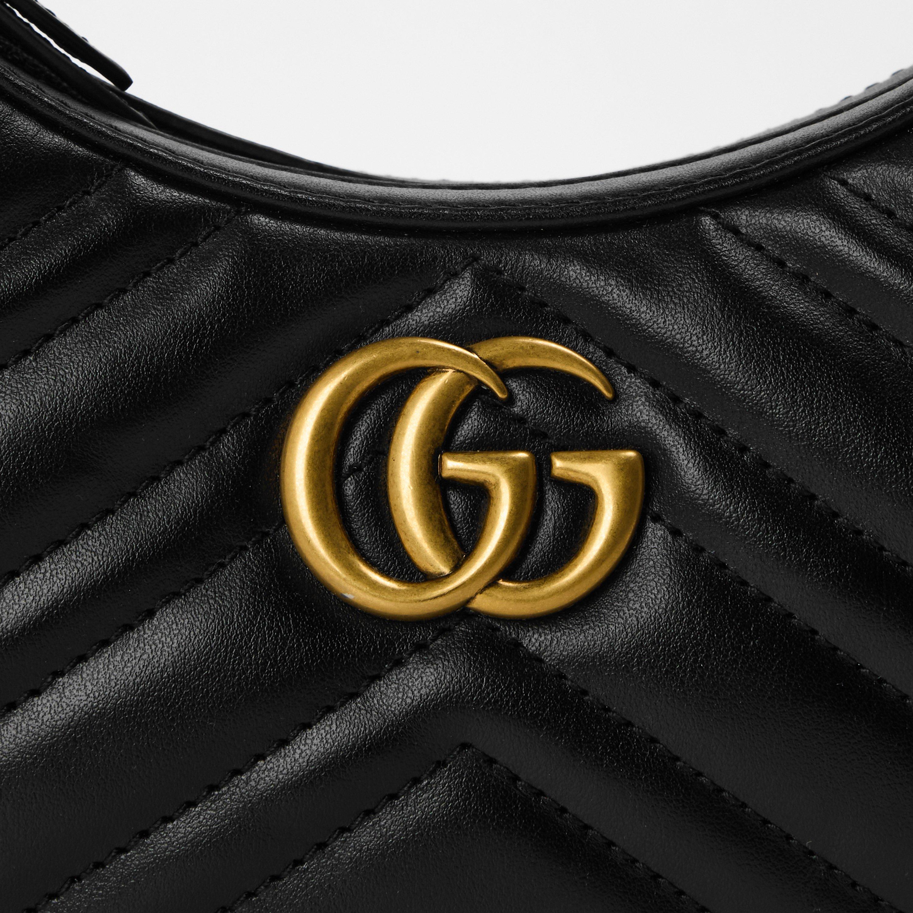 Gucci Women's Chevron Leather GG Marmont Half-Moon Mini Bag