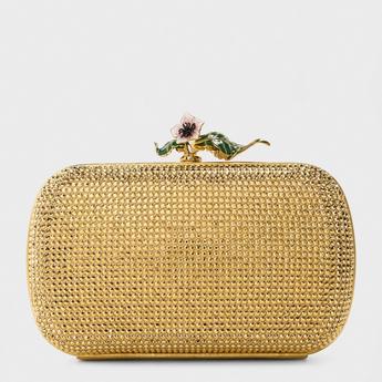 Women's Hotfix Knot Embellished Leather Clutch Bag