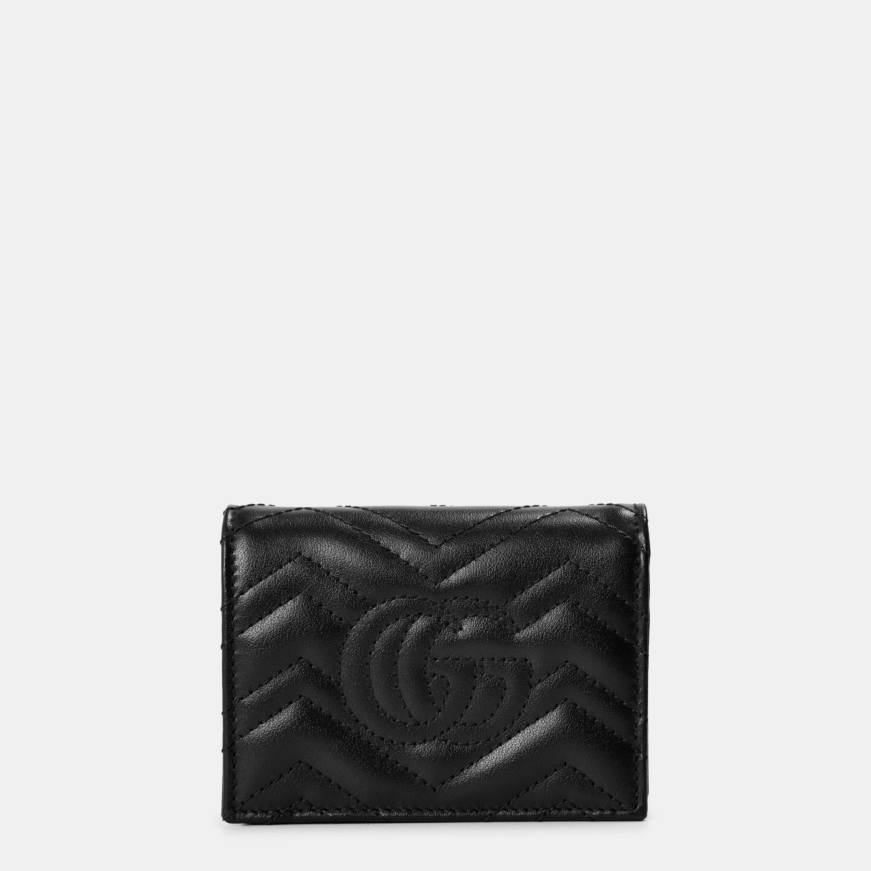 Gucci Women's GG Motif Leather Marmont Card Case Wallet