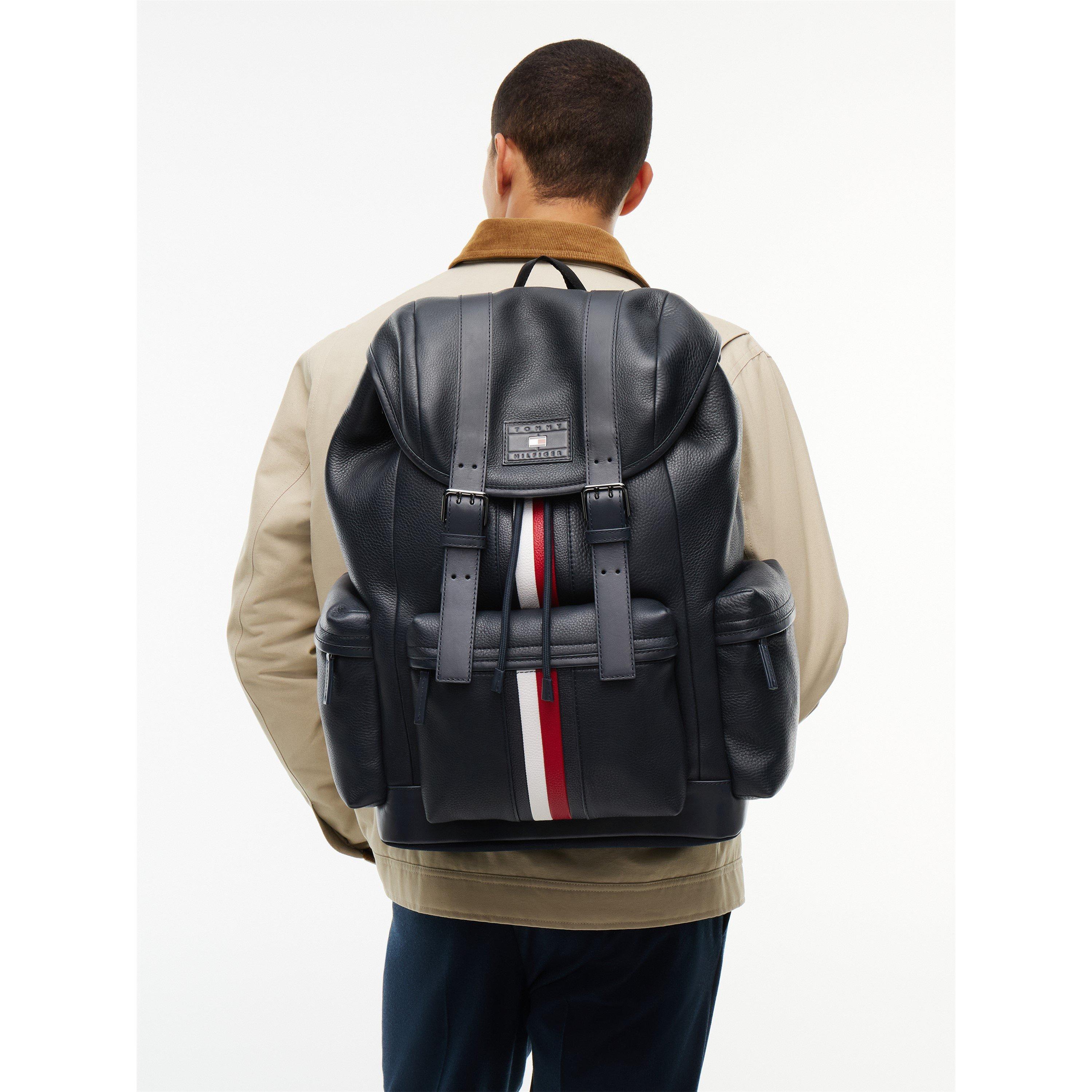 Tommy Hilfiger Signature Stripe Leather Backpack