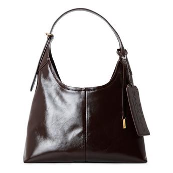 Women's Belted Sack Leather Hobo Bag