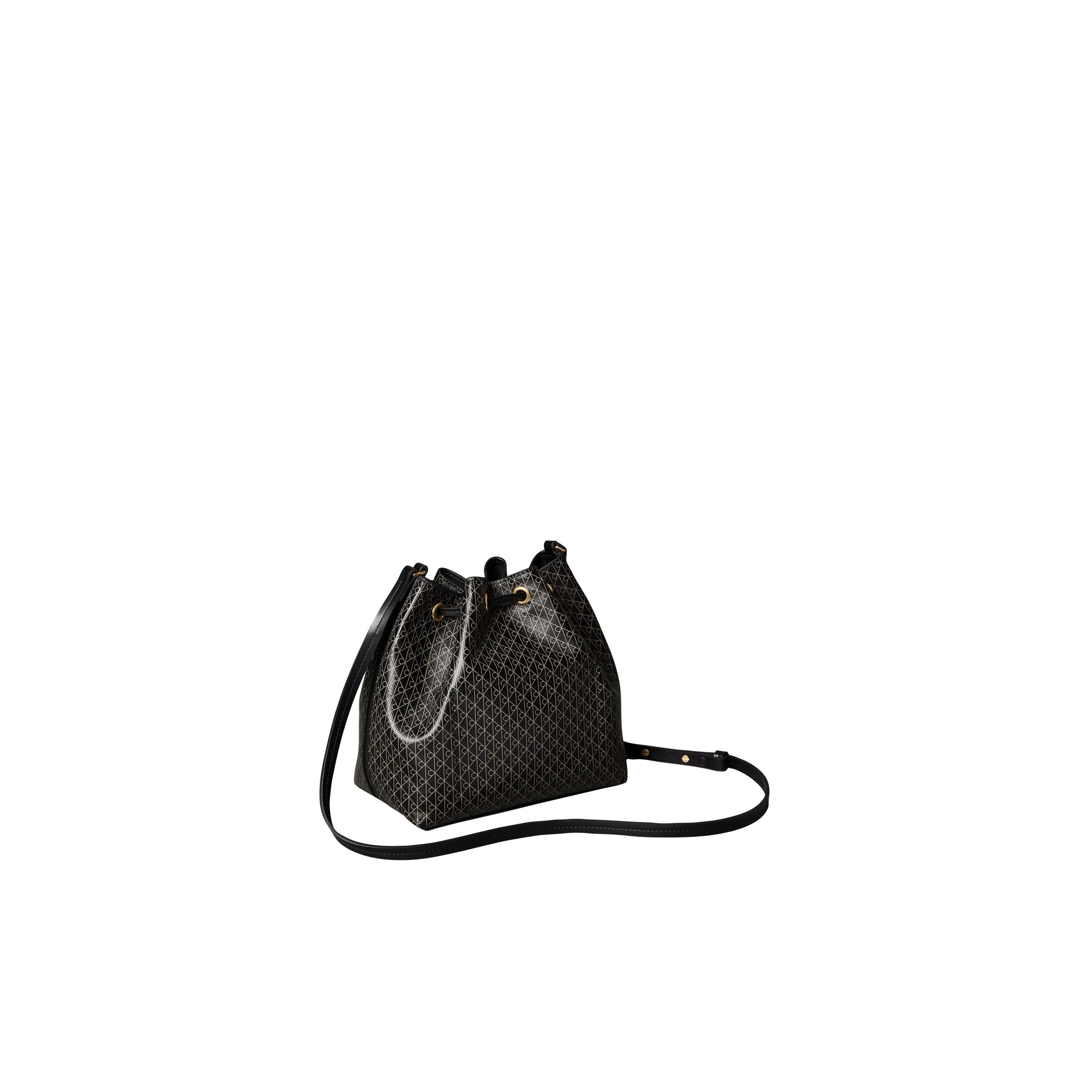Calvin Klein Women's Emblem All-Over Print Drawstring Bucket Bag