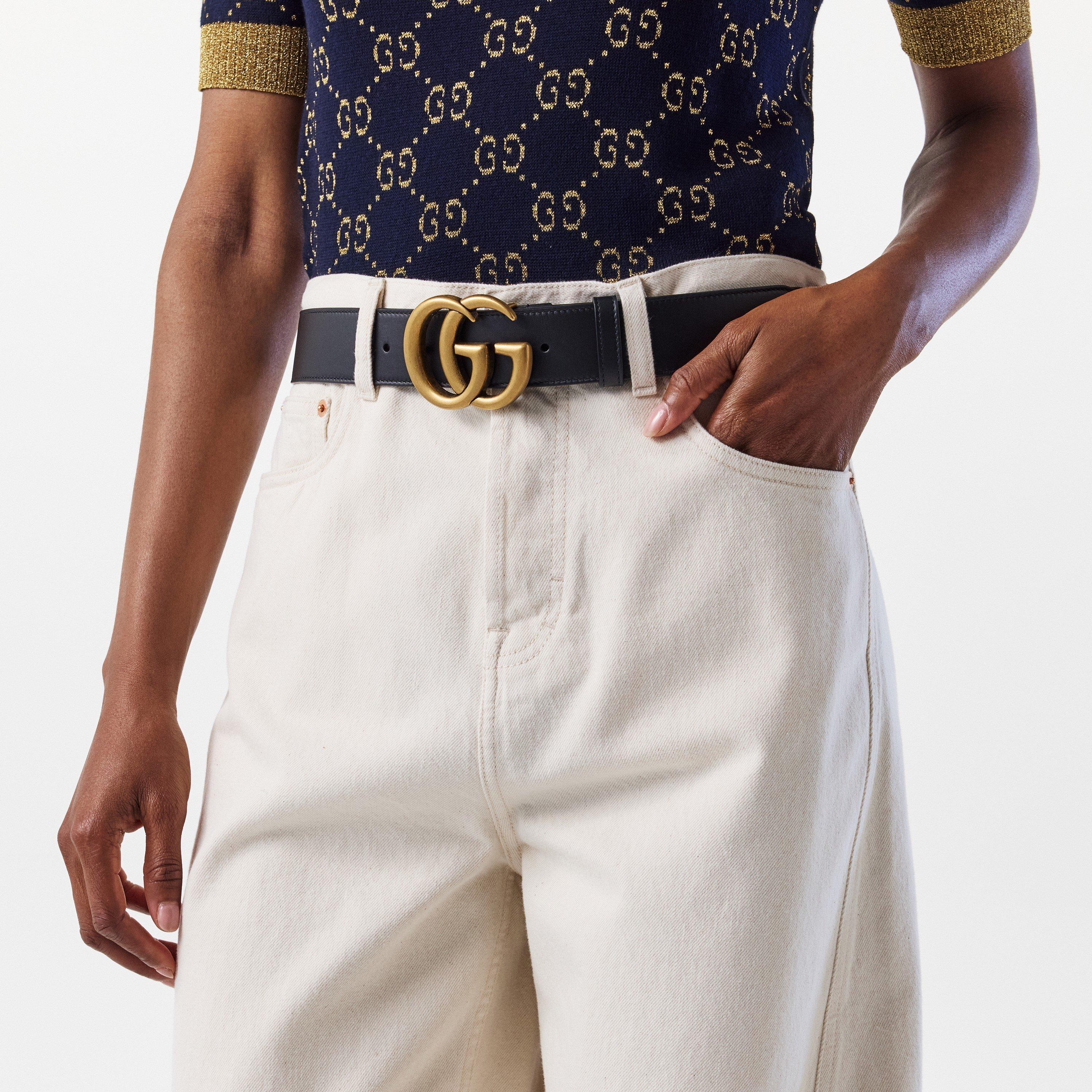 Gucci Women's Plain Leather Marmont Belt