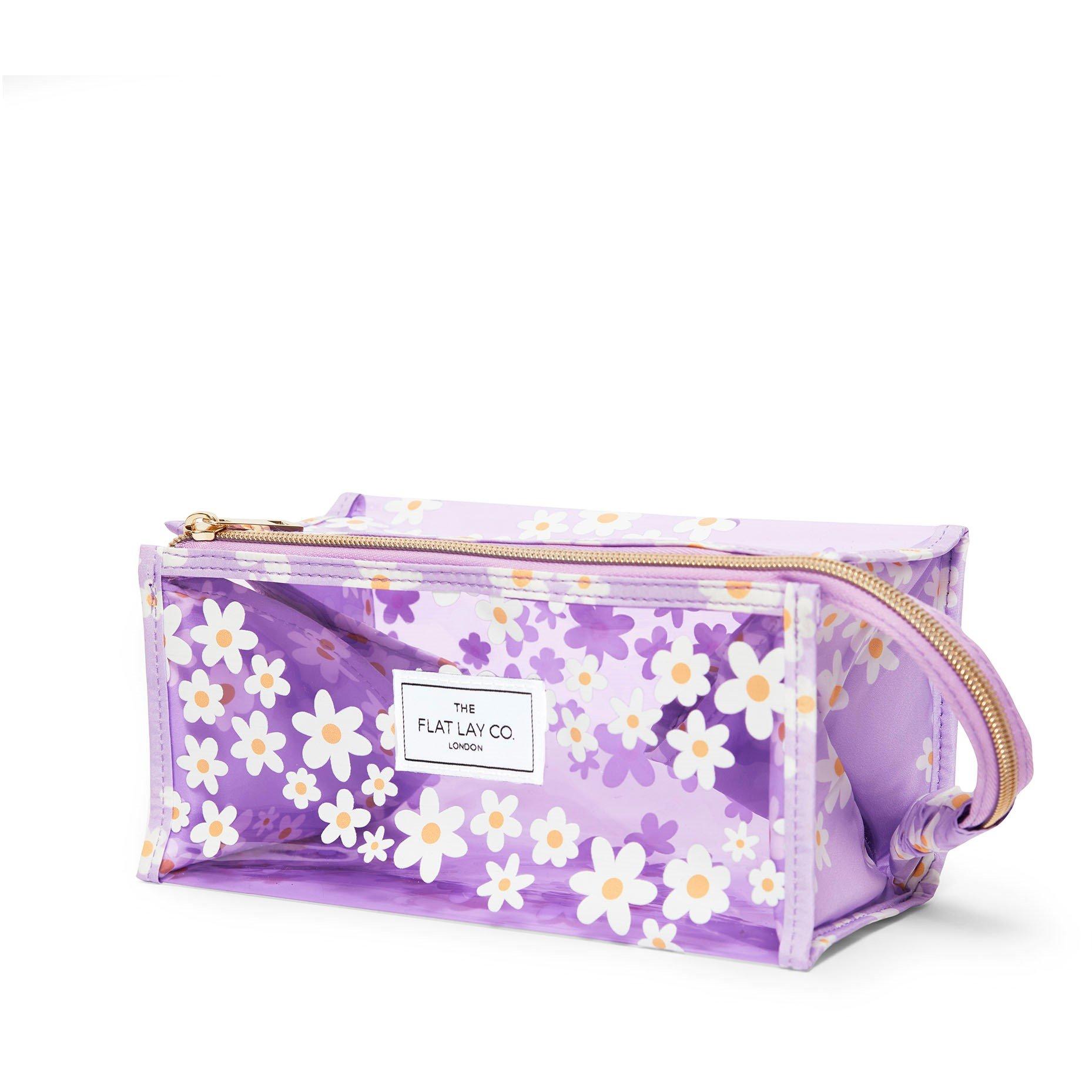 The Flat Lay Co. Jelly Flat Lay Makeup Box Bag - Lilac Daisy