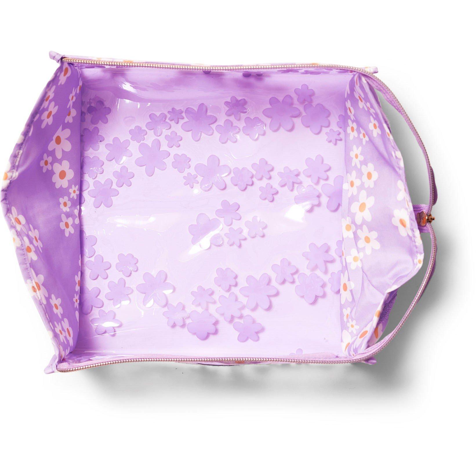 The Flat Lay Co. Jelly Flat Lay Makeup Box Bag - Lilac Daisy