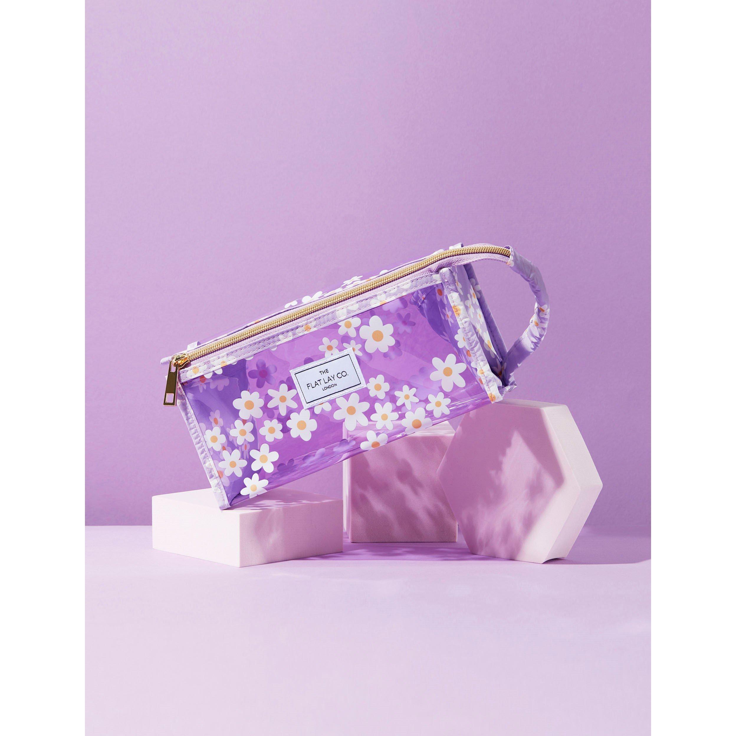 The Flat Lay Co. Jelly Flat Lay Makeup Box Bag - Lilac Daisy