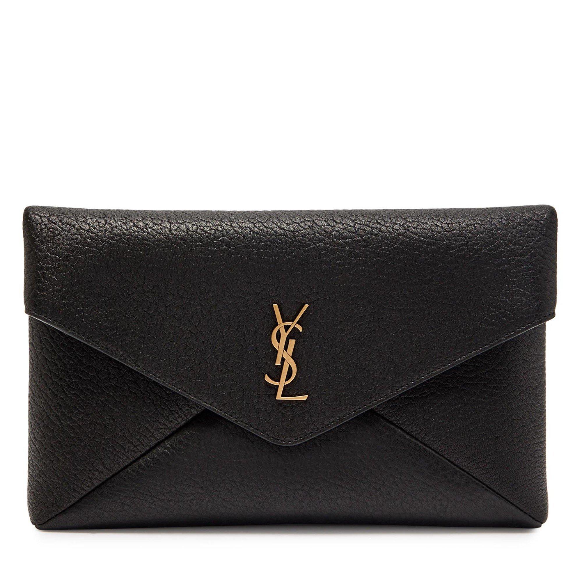 Saint Laurent Women's Large Leather Envelope Pouch