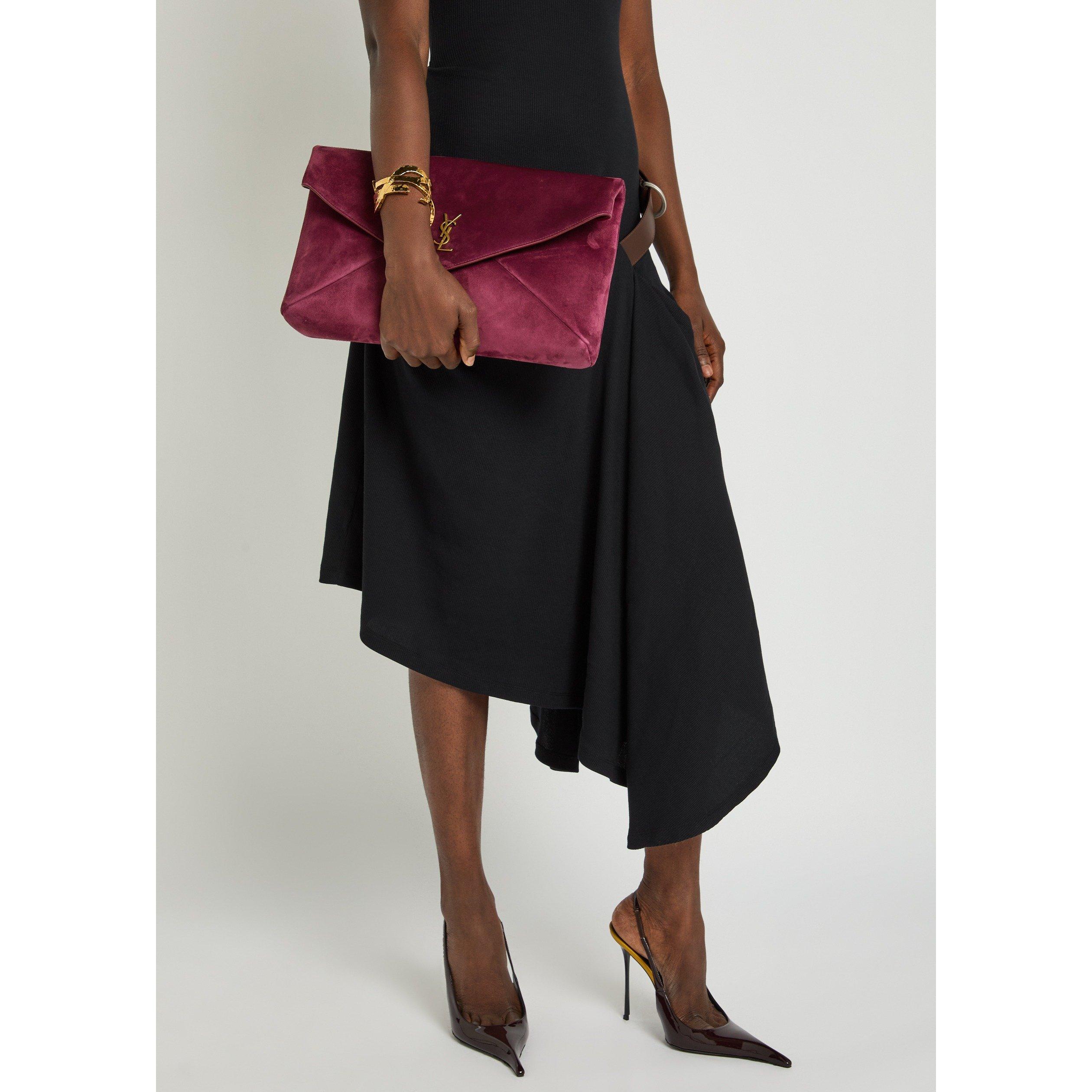 Saint Laurent Women’s Envelope Suede Wallet on Chain