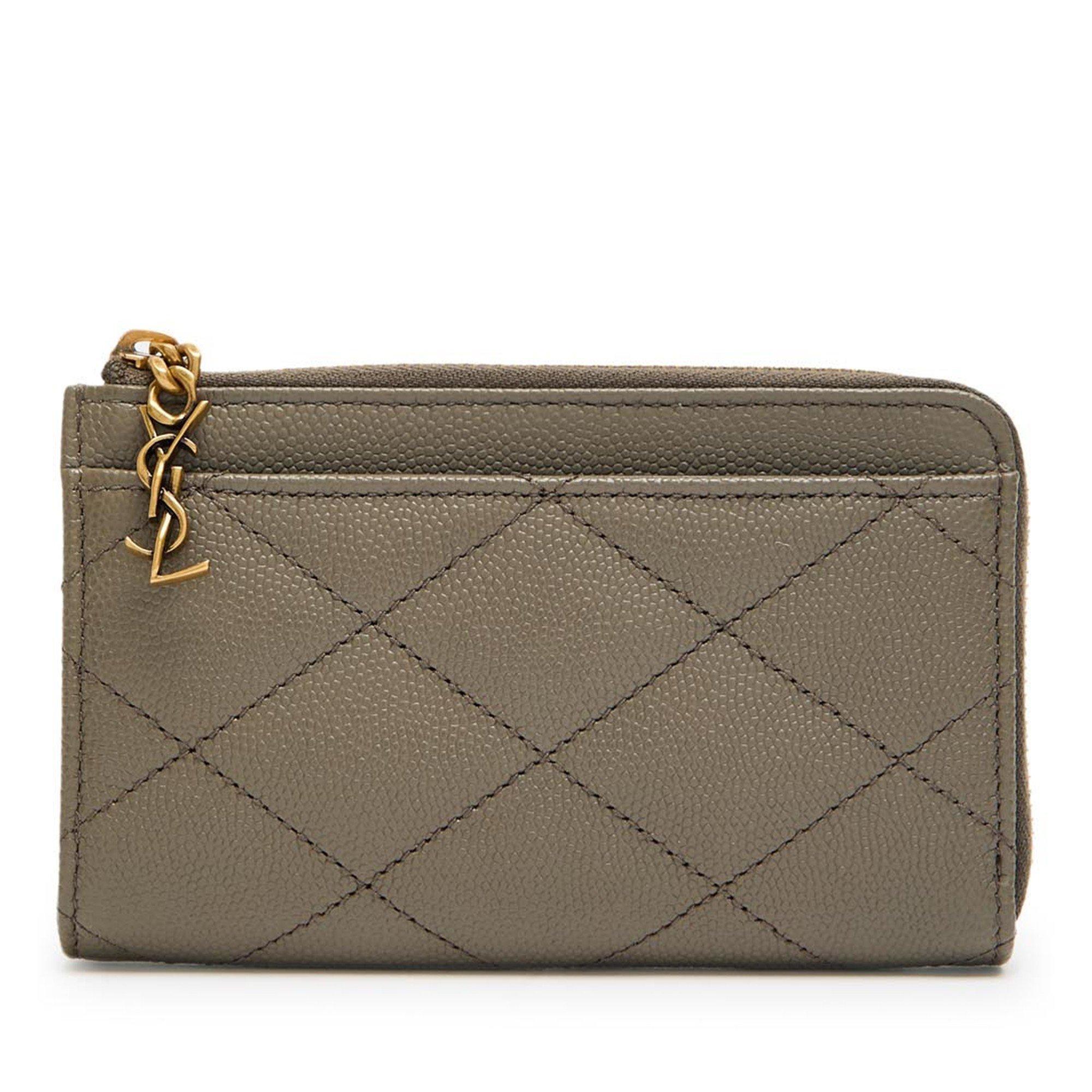 Saint Laurent Women's Quilted Leather Zip Card Holder