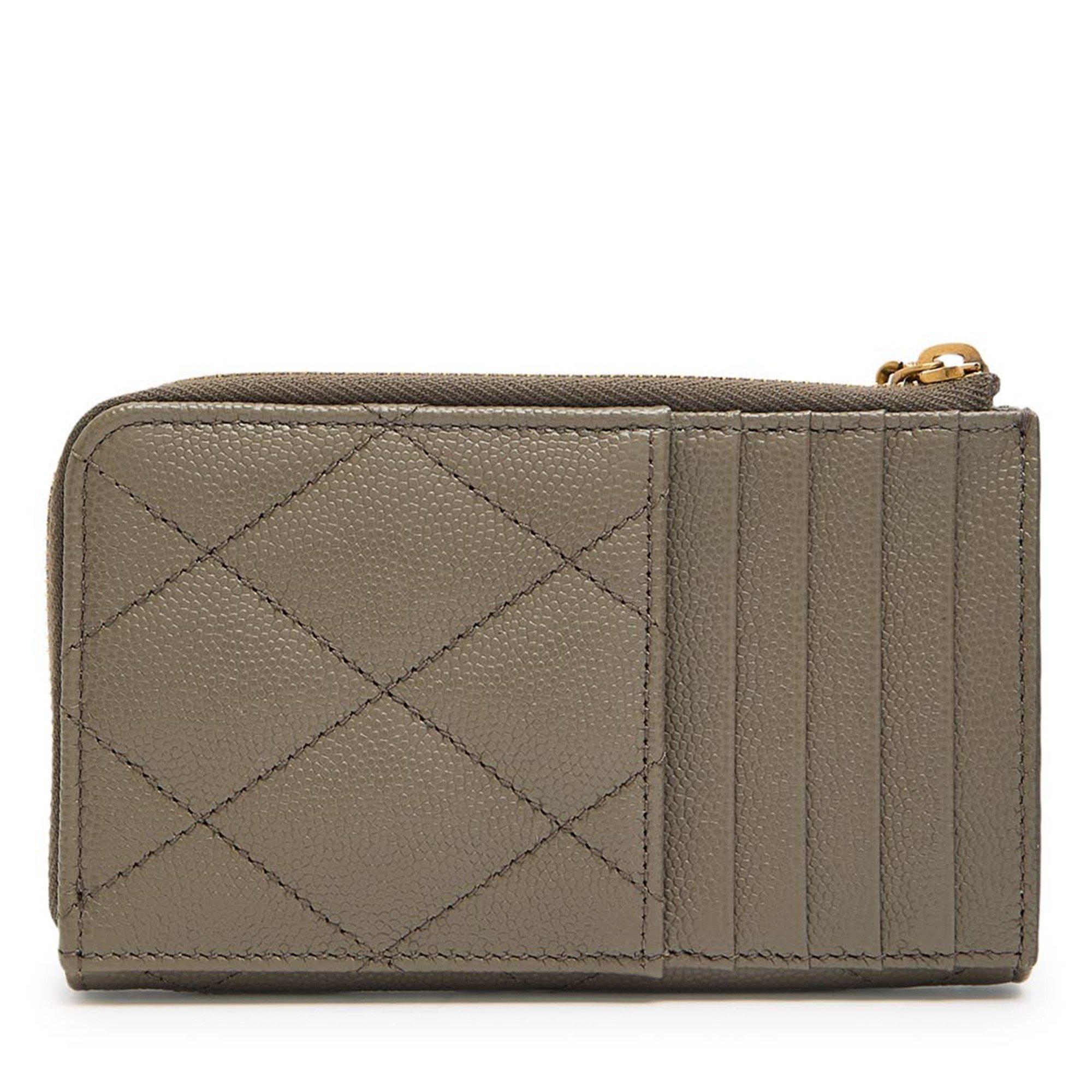 Saint Laurent Women's Quilted Leather Zip Card Holder