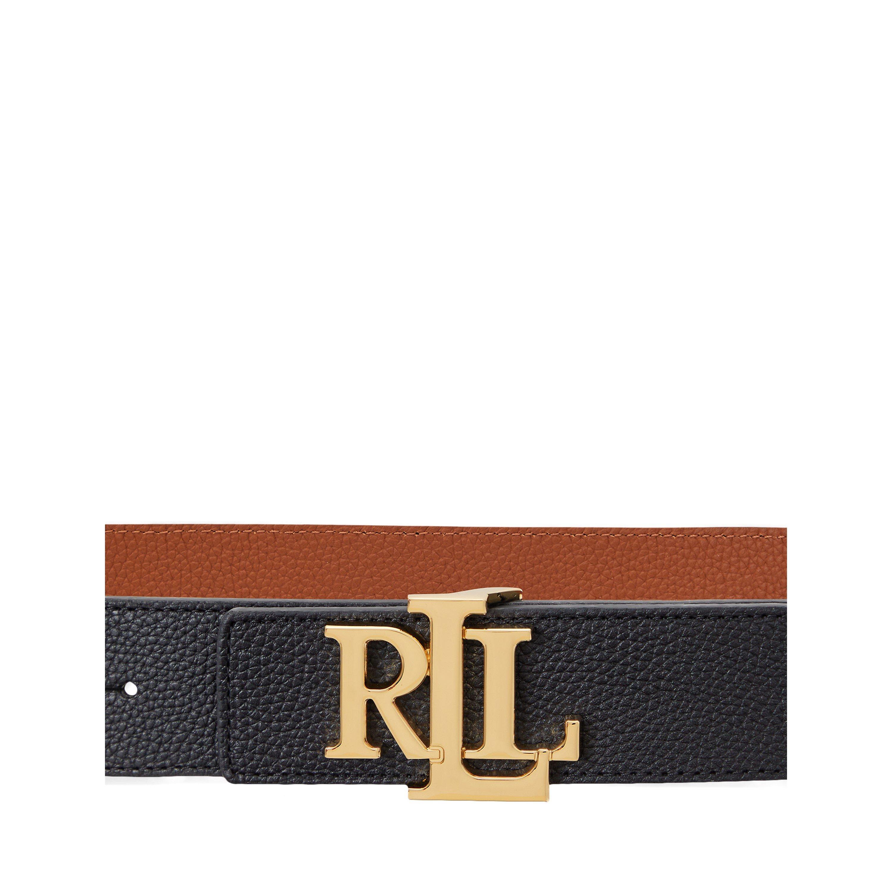 Lauren by Ralph Lauren Women's Reversible Leather Gold-Tone Buckle Belt