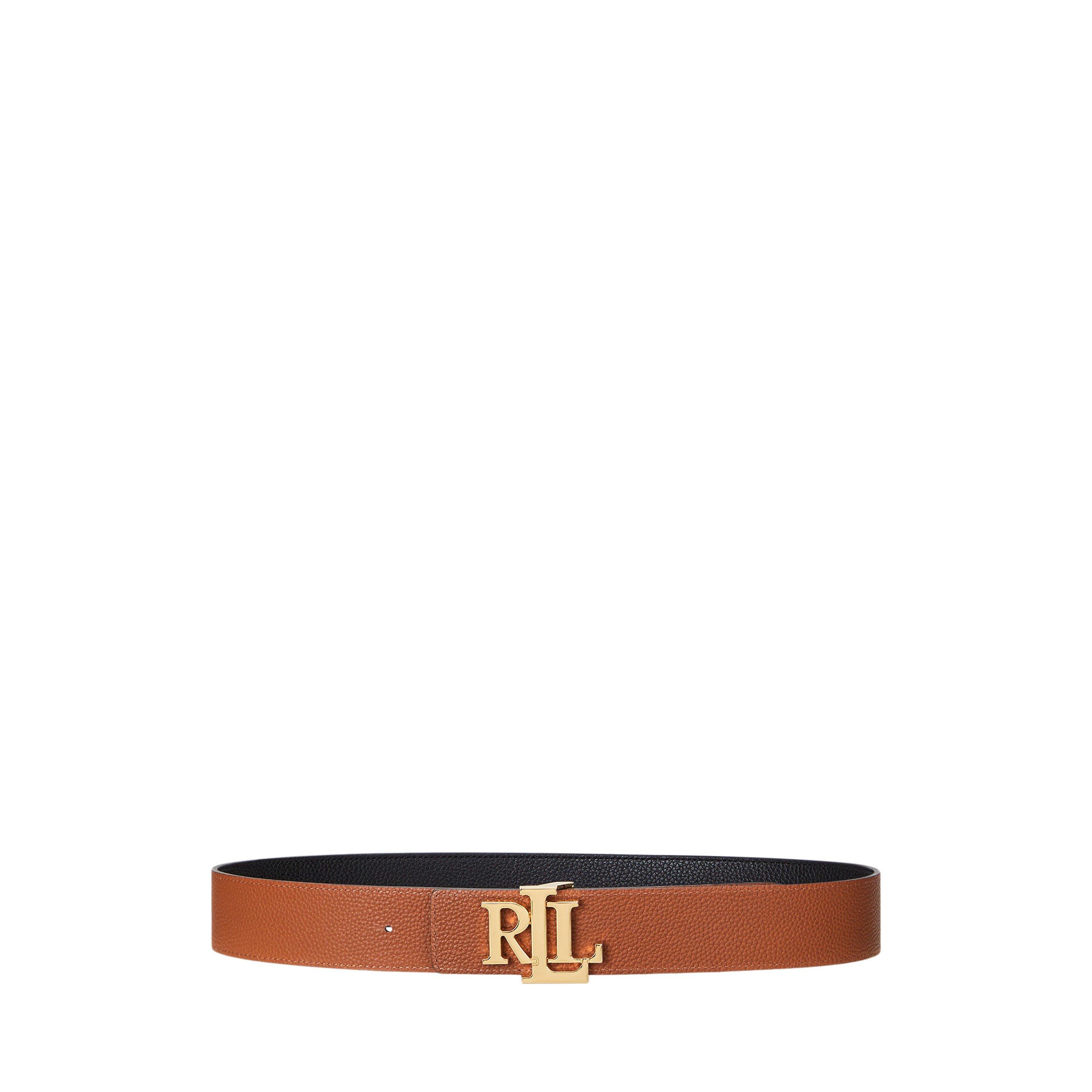 Lauren by Ralph Lauren Women's Reversible Leather Gold-Tone Buckle Belt