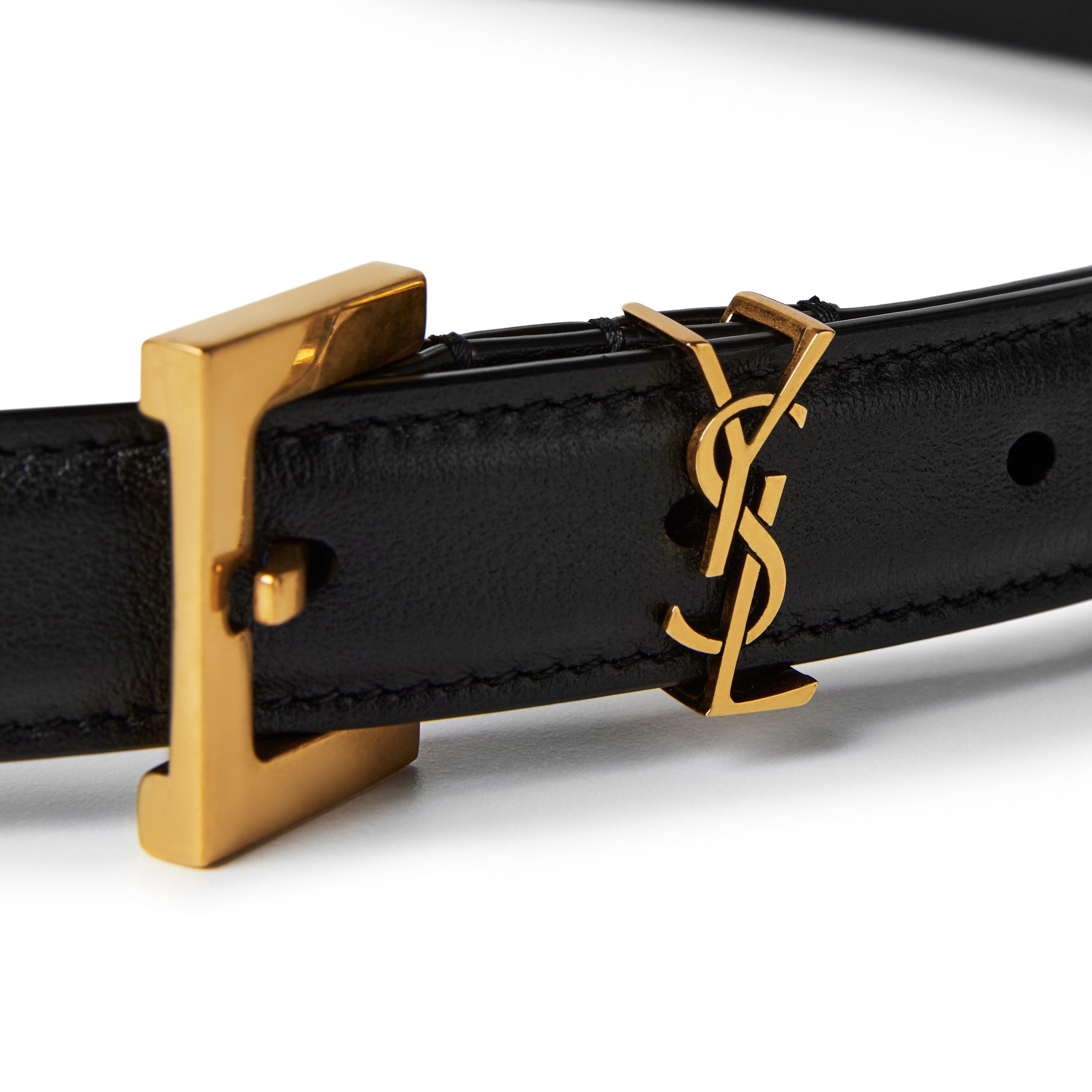 Saint Laurent Leather Cassandre Belt