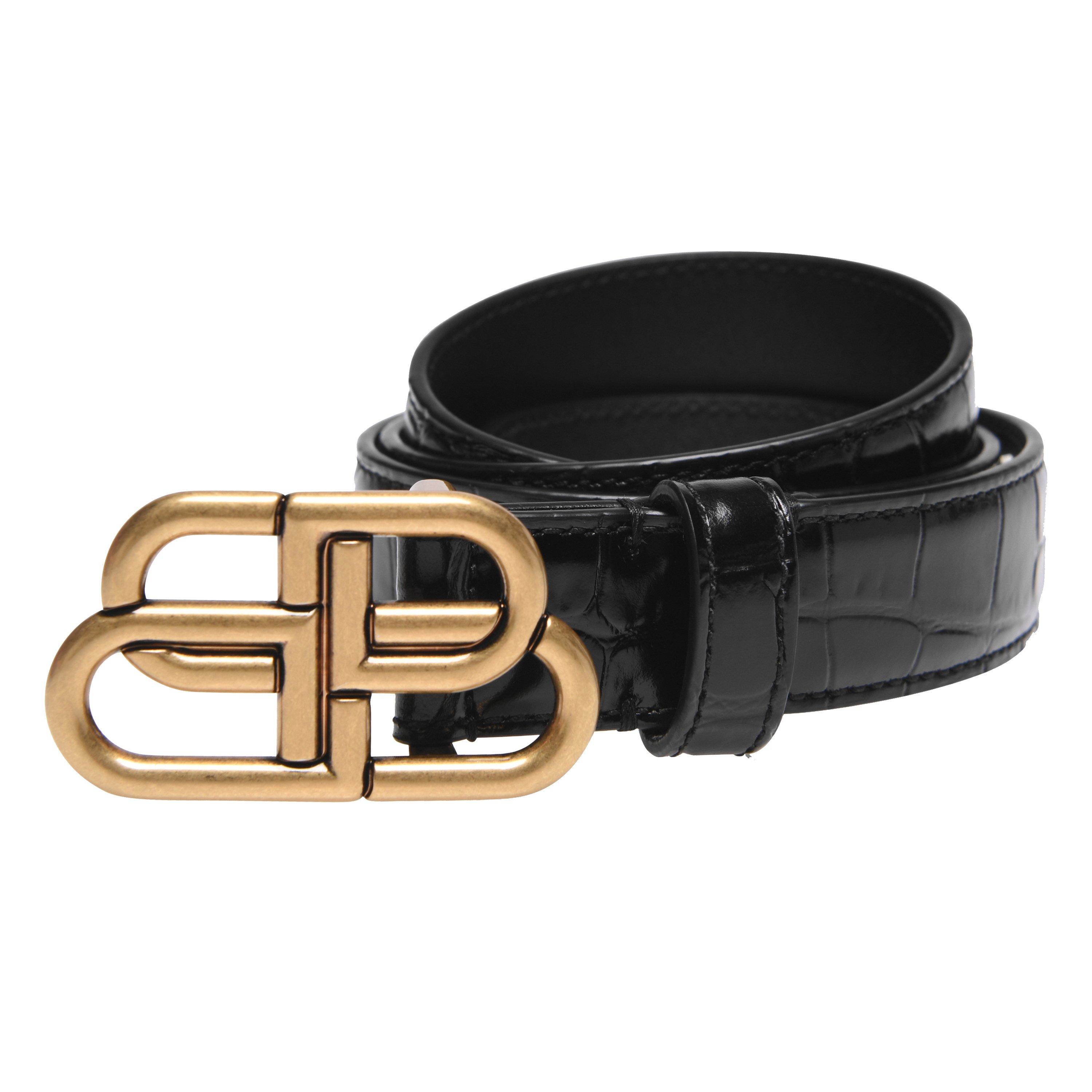 Balenciaga Bb Thin Croc Belt