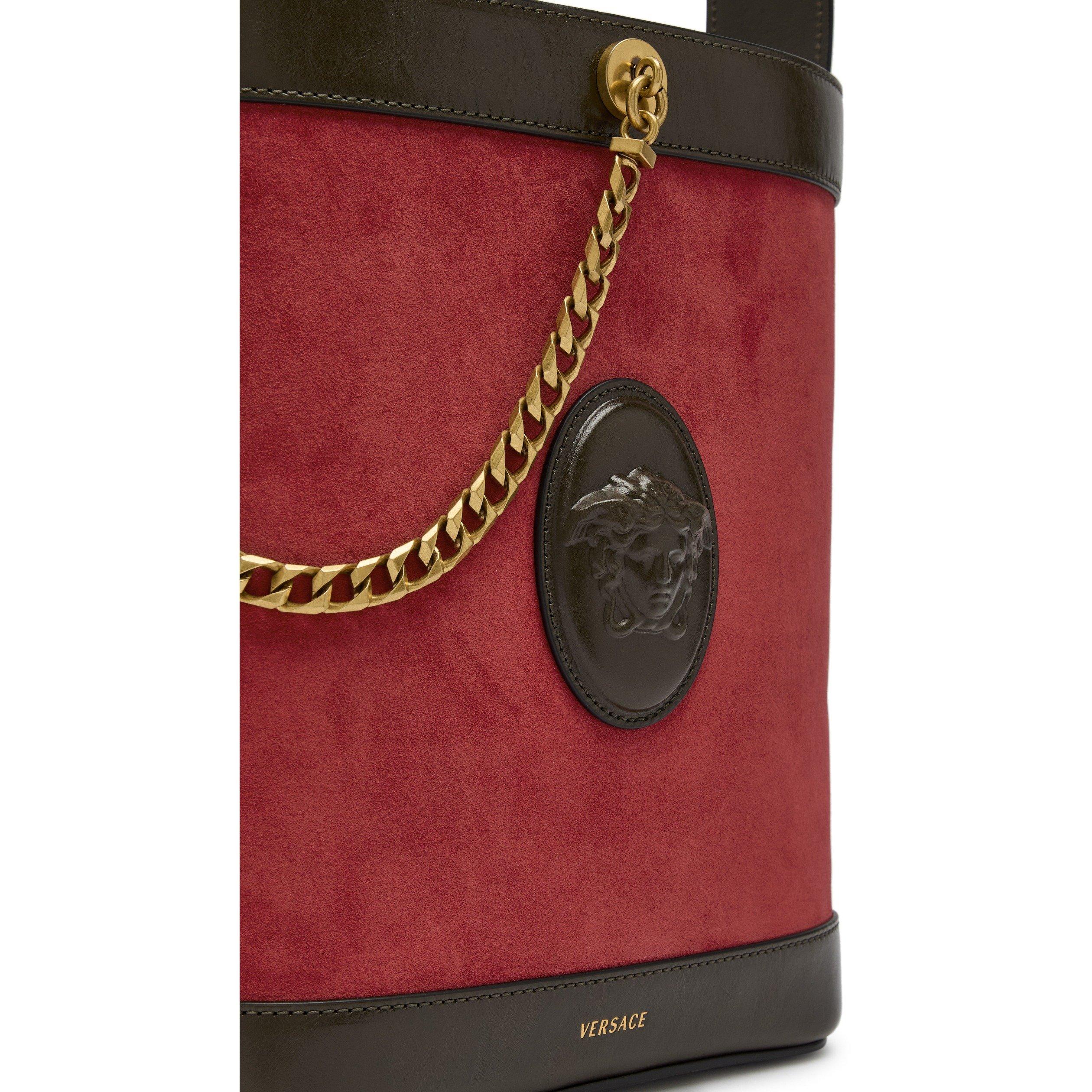 Versace CHAIN LEATHER SMALL BUCKET BAG