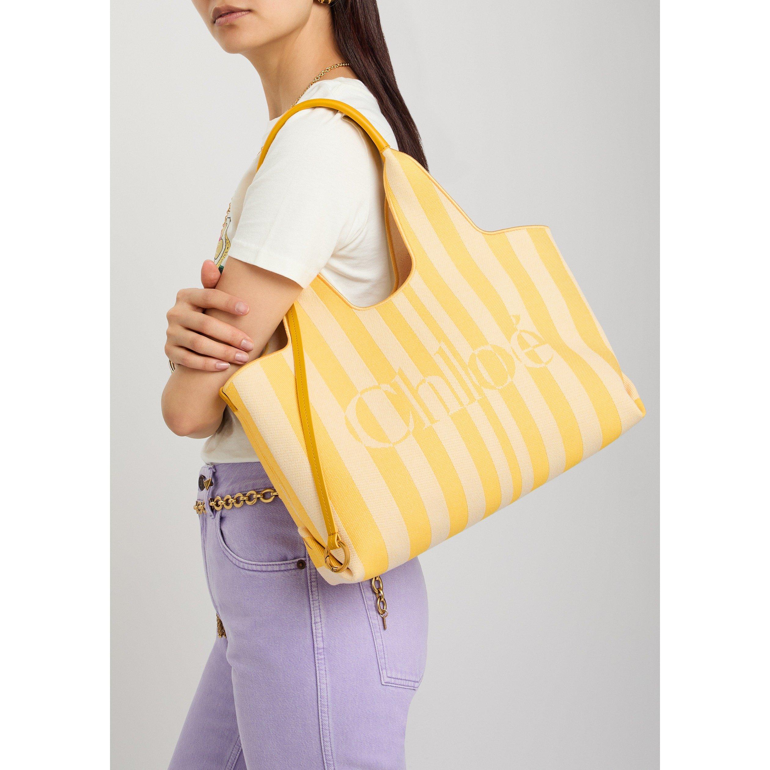 Chloe Women's Striped Cotton Jacquard Tote Bag