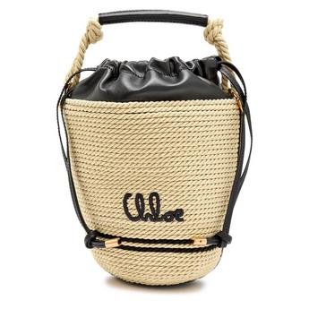 Women's Straw Logo Bucket Bag
