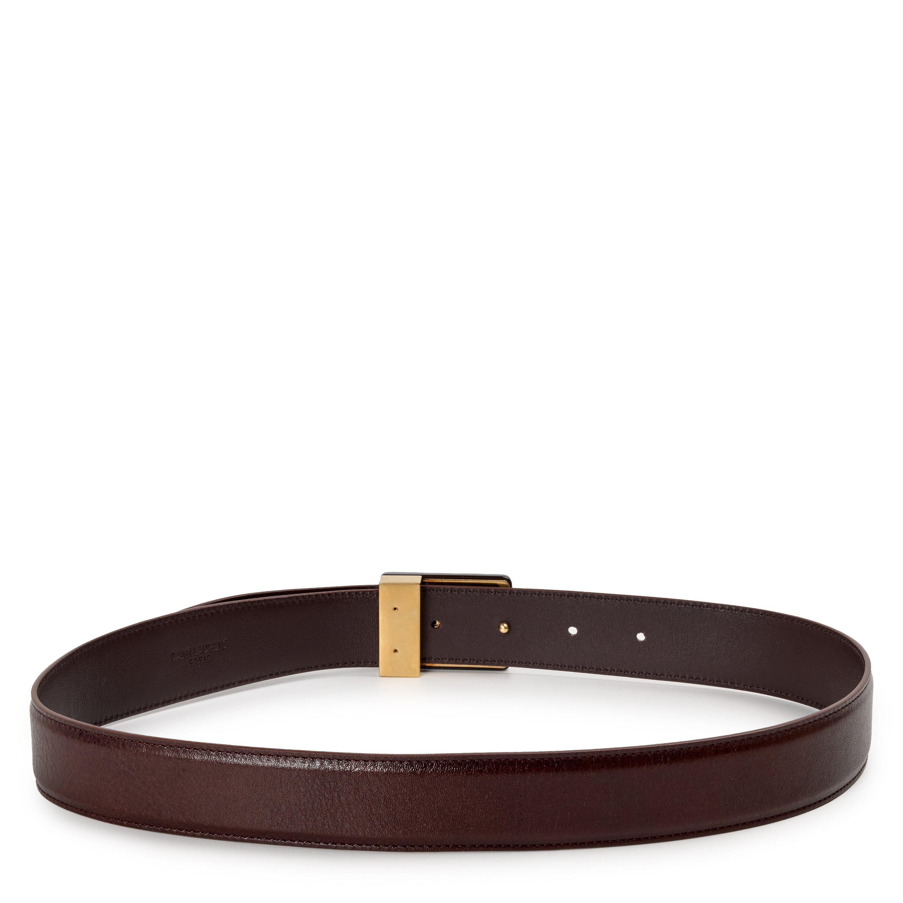 Saint Laurent Women's Smooth Calfskin Square Leather Belt